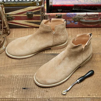 Осенне-зимняя мужская обувь в британском ретро-стиле, ботильоны из высококачественной натуральной кожи, универсальные ботинки 