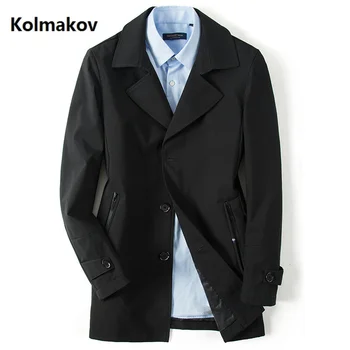 Осеннее мужское пальто 2024, новый стиль, мужская модная куртка, высококачественный тренч, классическая мужская деловая ветровка