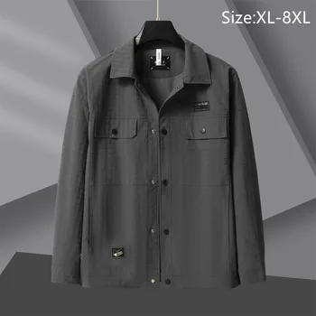 Осень 2023 года, Новая классическая мужская куртка, модная повседневная Свободная рабочая куртка в клетку с лацканами, Плюс размер одежды для папы 6XL 7XL 8XL