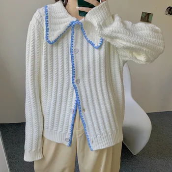 Осенью и зимой 2023 года Новый Японский свободный свитер Lazy Wind в стиле Ретро, женский Корейский милый вязаный кардиган, верхняя одежда, топ