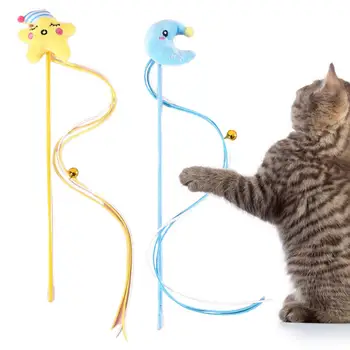 Отличная игрушка-кошачья палочка, устойчивая к укусам, Тренировка, Привлекательная домашняя кошка, Котенок, Плюшевая звезда, кисточки, Дразнящая палочка, игрушка