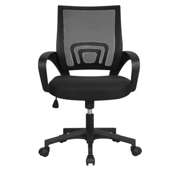 Офисное кресло с регулируемой средней спинкой, поворотное, с подлокотниками, черный