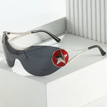 Панк-спортивные солнцезащитные очки Y2k Star, женские солнцезащитные очки, Новая мода, солнцезащитные очки в большой оправе, мужские солнцезащитные очки, женские оттенки