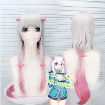 Парики для косплея Eromanga Sensei Sagiri Izumi, серебристо-розовые, термостойкие синтетические волосы, аниме-косплей парик