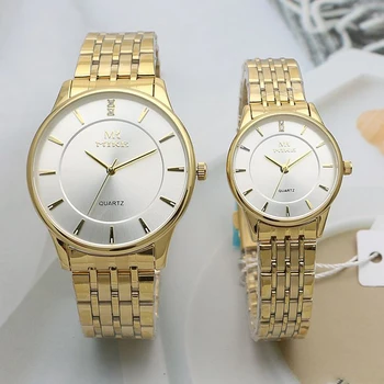 Парные часы для мужчин, женские кварцевые часы с полным золотым корпусом, женские Reloj, роскошные Золотые часы, Мужские Деловые Мужские Элегантные наручные часы