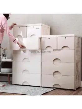 Пластиковый выдвижной шкаф для хранения детского гардероба многослойный шкафчик для детских игрушек отделочный ящик комод