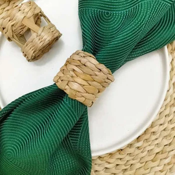 Плетеное кольцо для салфеток из пиковой соломы, плетеное кольцо для салфеток из травы ручной работы, держатель для пряжки для салфеток в фермерском доме на Рождество, ежедневное использование