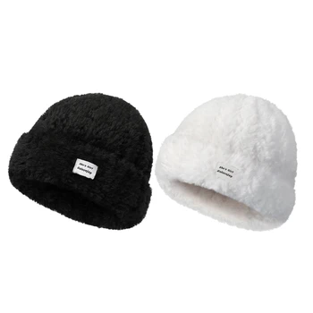Плюшевая вязаная спортивная шапка, теплая шапочка-Бини, зимняя ветрозащитная походная шапка, лыжная кепка, НОВИНКА