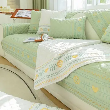 Подушка для дивана в гостиной из 100% хлопка, Нескользящая, простая однотонная ткань, Универсальная подушка, чехол для дивана, вышитый чехол для дивана