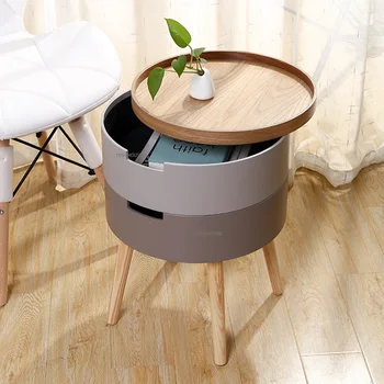 Прикроватная тумбочка из массива скандинавского дерева для мебели спальни, домашняя тумбочка с выдвижным ящиком, приставной столик для дивана, Угловая кровать, Круглый столик для хранения