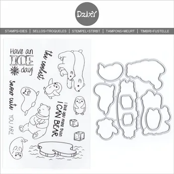 Прозрачные штампы DzIxY Polar Bear Penguin и металлические штампы для вырезания открыток, набор прозрачных печатей, трафареты для тиснения бумаги.