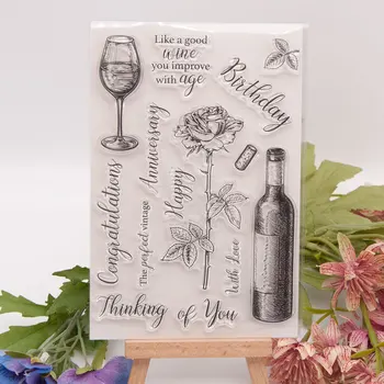 Прозрачный силиконовый штамп для бутылки вина для печати, декоративные прозрачные листы для фотоальбома для скрапбукинга своими руками