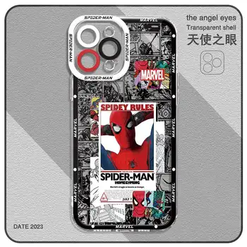 Прозрачный Чехол Marvel Spiderman Avengers Comics Для Apple iPhone 14 13 12 11 Pro Max 13 12 Mini XS Max XR X 7 8 6 6S Plus С Мягкой Обложкой