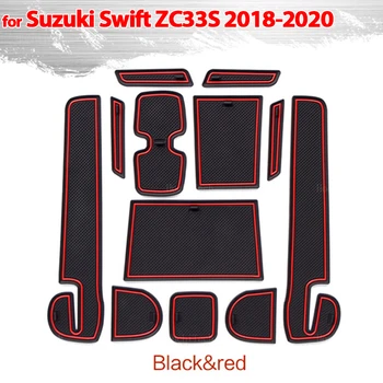 Противоскользящая резиновая подушка для чашек, Дверные коврики с пазом, накладка с отверстием для Suzuki Swift ZC33S 2018 2019 2020