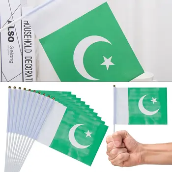 Прочные Праздничные изделия Пластиковый Флагшток для вечеринок 14 *21 см Флаги, баннеры, Овсянка Ручной флаг Пакистана