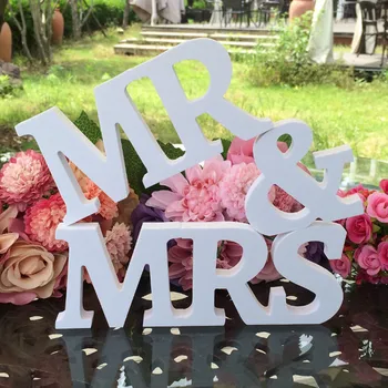 Реквизит для свадебных украшений MR & MRS, Белые деревянные буквы, вывеска для возлюбленной, настольные украшения, Принадлежности для свадебного декора, Прямая поставка