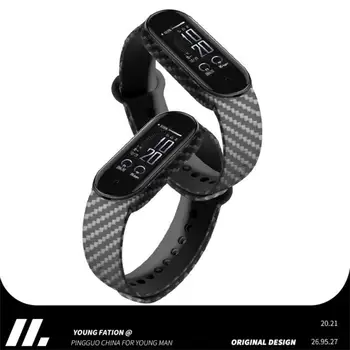 Ремешок из углеродного волокна для Mi Band 6 5 4 3 Браслет Силиконовый браслет для спортивных часов Miband6 Сменный ремешок на запястье