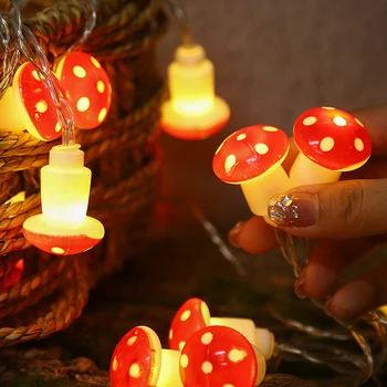 Рождественская светодиодная гирлянда в форме гриба с USB / питанием от аккумулятора, сказочные огни, праздничная гирлянда для внутреннего и наружного декора фестиваля