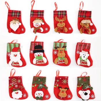 Рождественские Носки, подарочный пакет, Маленькое украшение для конфет, Подарочный пакет, Рождественский Снеговик, Олень, Носки для старика, Подвеска