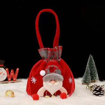 Рождественские подарочные пакеты с рисунком лося, праздничные подарочные пакеты с мультяшным шнурком, украшения для рождественской вечеринки с милой сумкой для упаковки