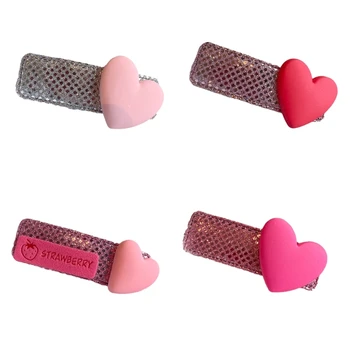 Розовое сердечко Y2K Заколка для челки в виде сердца Y2K Заколка для девочек