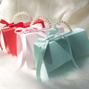 Романтическая свадебная подарочная коробка с жемчугом, портативные коробки для конфет для вечеринки, Подарочная сумка для подарков на День рождения, Подарочная сумка для конфет Kawaii Mariage