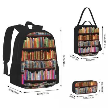Рюкзаки с антикварными книгами Джейн Остин, сумка для книг для мальчиков и девочек, студенческие школьные сумки, мультяшный рюкзак, сумка для ланча, сумка для ручек, набор из трех предметов