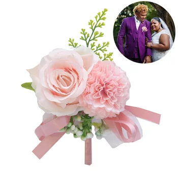 Свадебная брошь для жениха/Розовая имитация цветов, Корсаж из роз/Украшение для подружек невесты на выпускной бал/Реквизит для фотосъемки