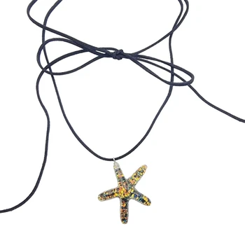 Сверкающее ожерелье-подвеска Y2K Колье Темперамент Длинное ожерелье на шнуровке Модный воротник Ожерелье Ювелирные изделия 57BD