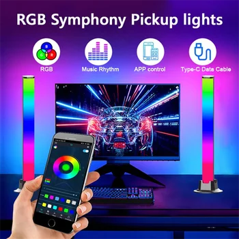 Светодиодная подсветка звукоснимателя RGB, управление звуком, симфоническая лампа, управление приложением, освещение музыкального ритма, окружающий светодиодный светильник, панель телевизора, подсветка рабочего стола компьютера
