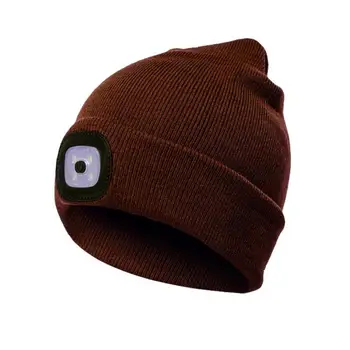Светодиодная шапка с подсветкой, мужская/женская шапка, Зимняя теплая кепка-налобный фонарь с 3 уровнями яркости для кемпинга, рыбалки, зимнего бега на открытом воздухе.