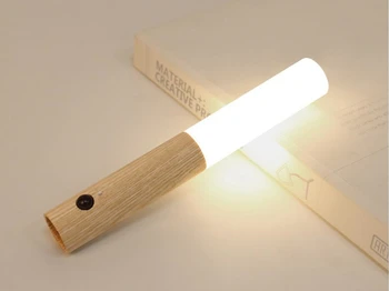 Светодиодный Деревянный Беспроводной USB-ночник, Магнитная настенная лампа, кухонный шкаф, лампа для шкафа, Настольная лампа для спальни, Прикроватное освещение