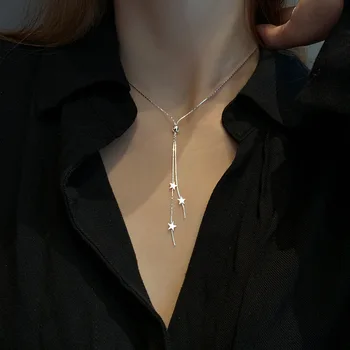 Серебряное ожерелье с кисточками в виде милой звезды, женское ожерелье, воротник, украшения для вечеринок, аксессуары