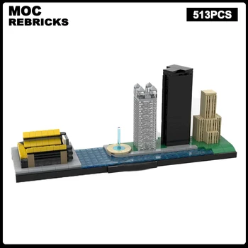 Серия Urban Architecture Pittsburgh Skyline MOC Building Blocks Assembly Model Bricks Демонстрирует Креативные Детские игрушки И подарки