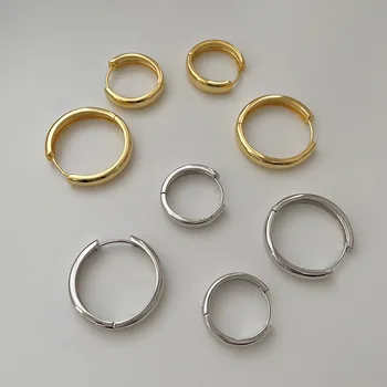 Серьги-кольца из серебра 925 пробы с иглами для женщин, Круглые минималистичные серьги для девочек, подарки для вечеринок, eh1146