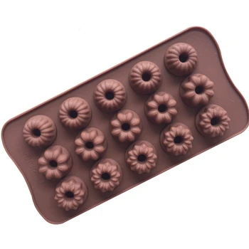 Силиконовая форма в виде цветка с 15 отверстиями, форма для шоколада, Лоток для кубиков льда, Форма для выпечки печенья 