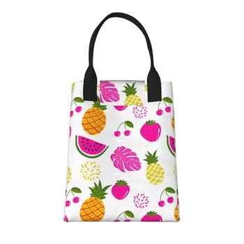 Симпатичный рисунок тропических фруктов, большая модная сумка для покупок с ручками, многоразовая хозяйственная сумка из прочной винтажной хлопчатобумажной ткани