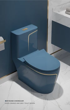 Синий туалет бытовой керамический цвет, индивидуальность для взрослых, водосберегающий сифон, дезодорант, сиденье для унитаза, туалет