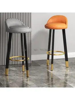 Скандинавский барный стул, современный простой высокий стул для кассира, стойка регистрации, высокий стул из нержавеющей стали, Легкий роскошный домашний барный стул