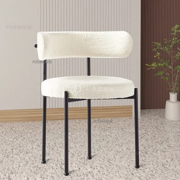 Скандинавский минимализм, обеденные стулья из шерсти ягненка, Мебель для гостиной, Дизайнерская спинка, Одноместный шезлонг, Косметический столик, Стул B