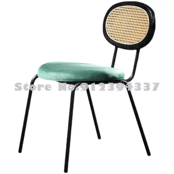 Скандинавский обеденный стул простой дизайнерский ротанг кованое железо легкое роскошное металлическое кресло для отдыха кофейное кресло домашнее кресло из массива дерева