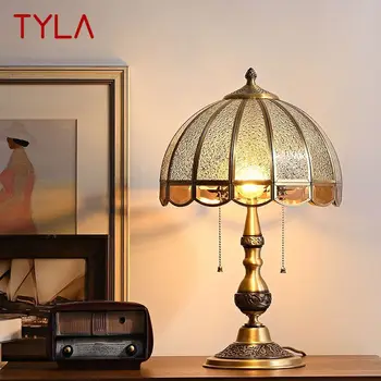 Современная Латунная настольная лампа TYLA LED Ретро Креативный Европейский Стеклянный Настольный светильник для дома, гостиной, Прикроватной тумбочки для спальни