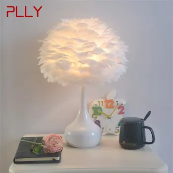 Современная простая настольная лампа креативного дизайна, светодиодная настольная лампа из перьев, романтический декор для дома, прикроватной тумбочки в спальне