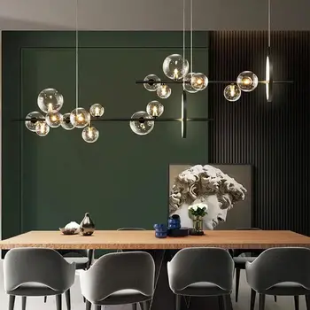 Современная светодиодная люстра для гостиной, столовой, кольцевых светильников, прозрачных стеклянных подвесных потолочных светильников Nordic Designer Hall Parlor