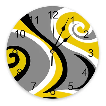 Современные Абстрактные Водоворотные Желтые Настенные Часы Бесшумные Цифровые Часы для Украшения Домашней Спальни Кухни Подвесные Часы