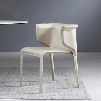 Современные минималистичные кожаные обеденные стулья для кухни, стулья для столовой в скандинавском стиле, дизайнерский стул со спинкой, мебель для домашней столовой