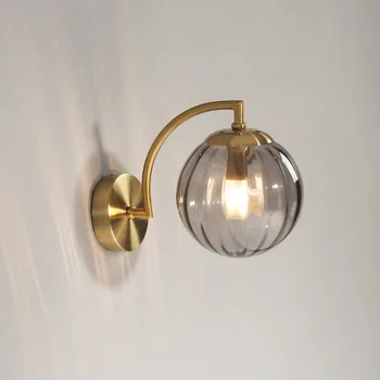 Современный настенный светильник рядом со спальней в скандинавском стиле, Стеклянный шар, светодиодные настенные светильники, светильники для фона гостиной, освещение лестницы, светильники