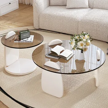 Современный стеклянный журнальный столик для небольшой квартиры, домашний Дизайнерский диван, Приставной столик, Мебель для гостиной, Чайные столики для отдыха.