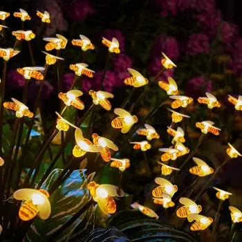 Солнечный садовый светильник Наружный Солнечный Пчелиный светлячок с 2 режимами освещения Водонепроницаемый Солнечный Качающийся светильник для дорожки во дворе во внутреннем дворике