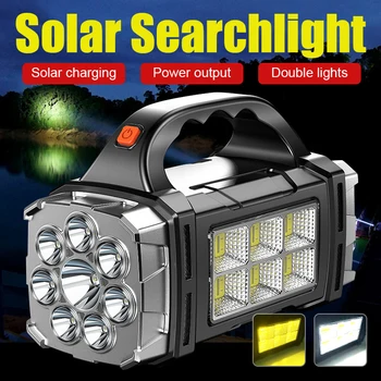 Солнечный светодиодный фонарик, Портативный фонарь для кемпинга, аккумулятор высокой мощности, USB-фонарик, Водонепроницаемые прожекторы, Наружная Аварийная лампа.